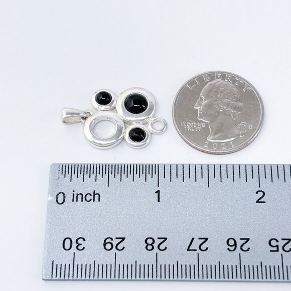 Vintage MW Thailand Sterling Silver 925 Garnet Modernist Pendant - Picture 8 of 8